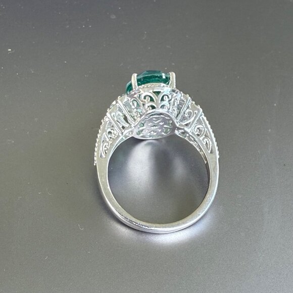 Sterling Silver 925 Oval Cut Spinel Ring With Intricate Accents Size 10 - Picture 4 of 6